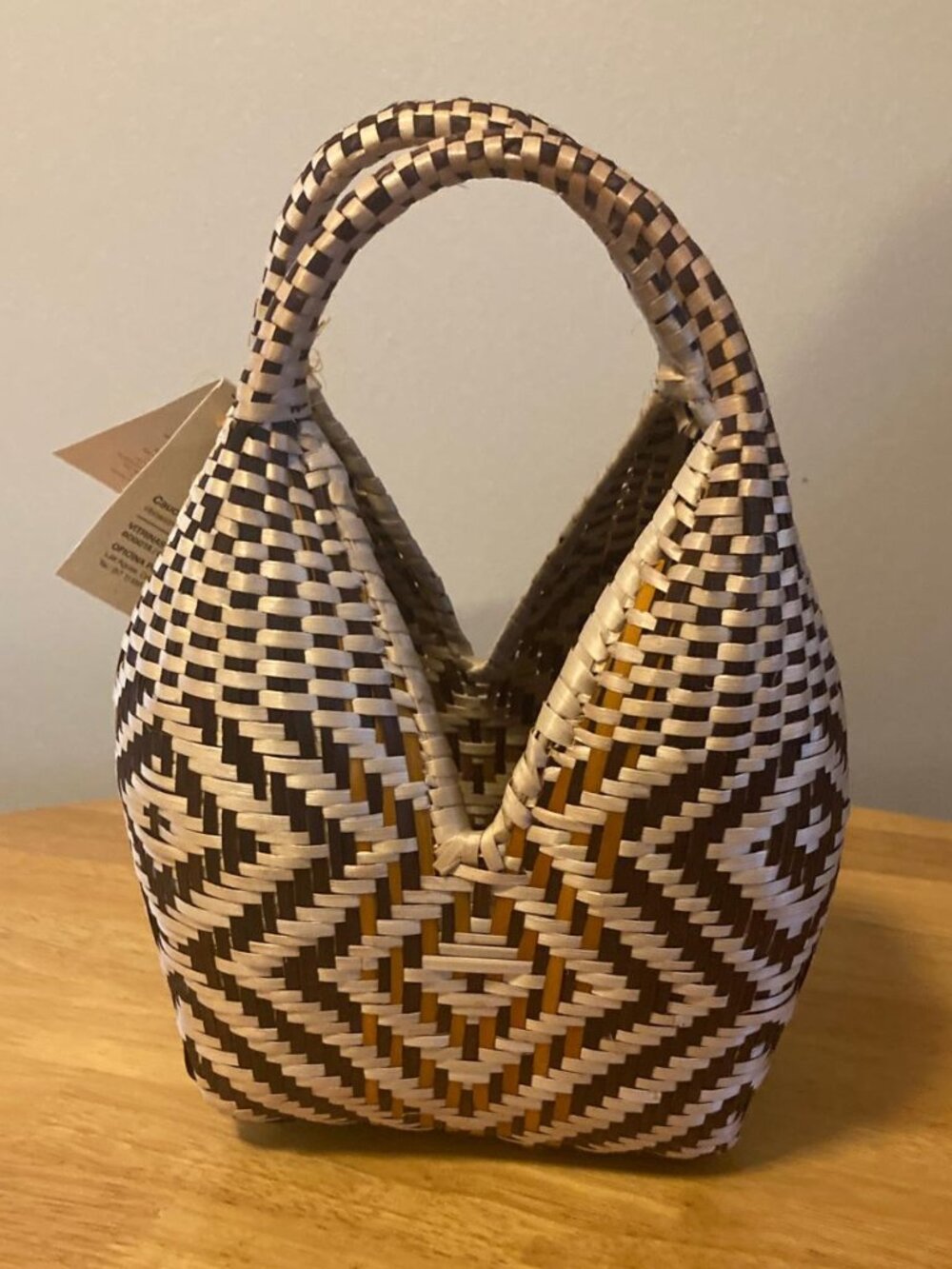 Colombian Handwoven Mini Cuatro Tetas Bag - Brown, Gold, and Natural